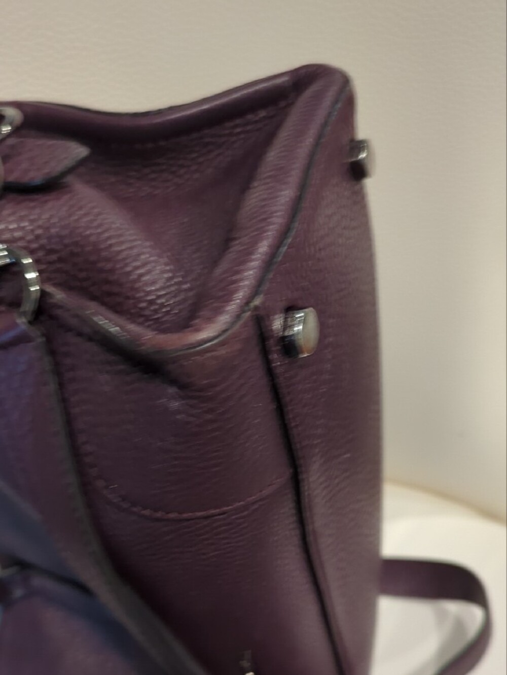 Rebecca Minkoff Plum Pebbled Leather Satchel with Crossbody Strap and Wallet - Picture 7 of 15